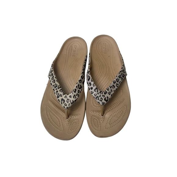 Crocs Women's Kadee II Leopard Print Thong Flip Flop Sandals 9 Multicolor Shoes - Picture 2 of 6